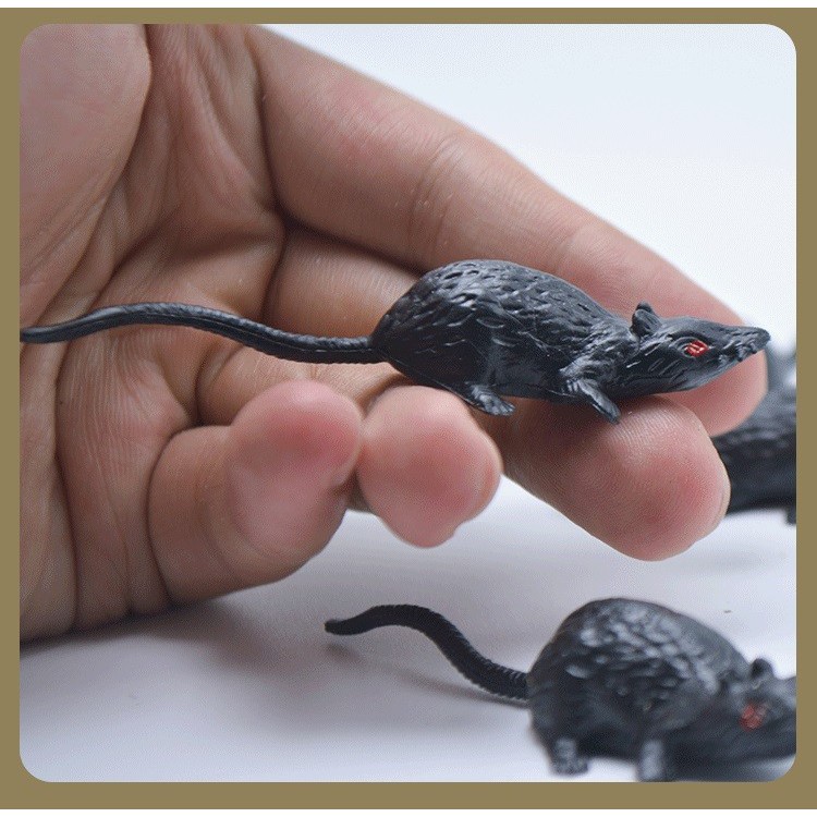 TIMI tikus mini curut 8 x 1.5 cm hitam mainan gag prank toy squishy