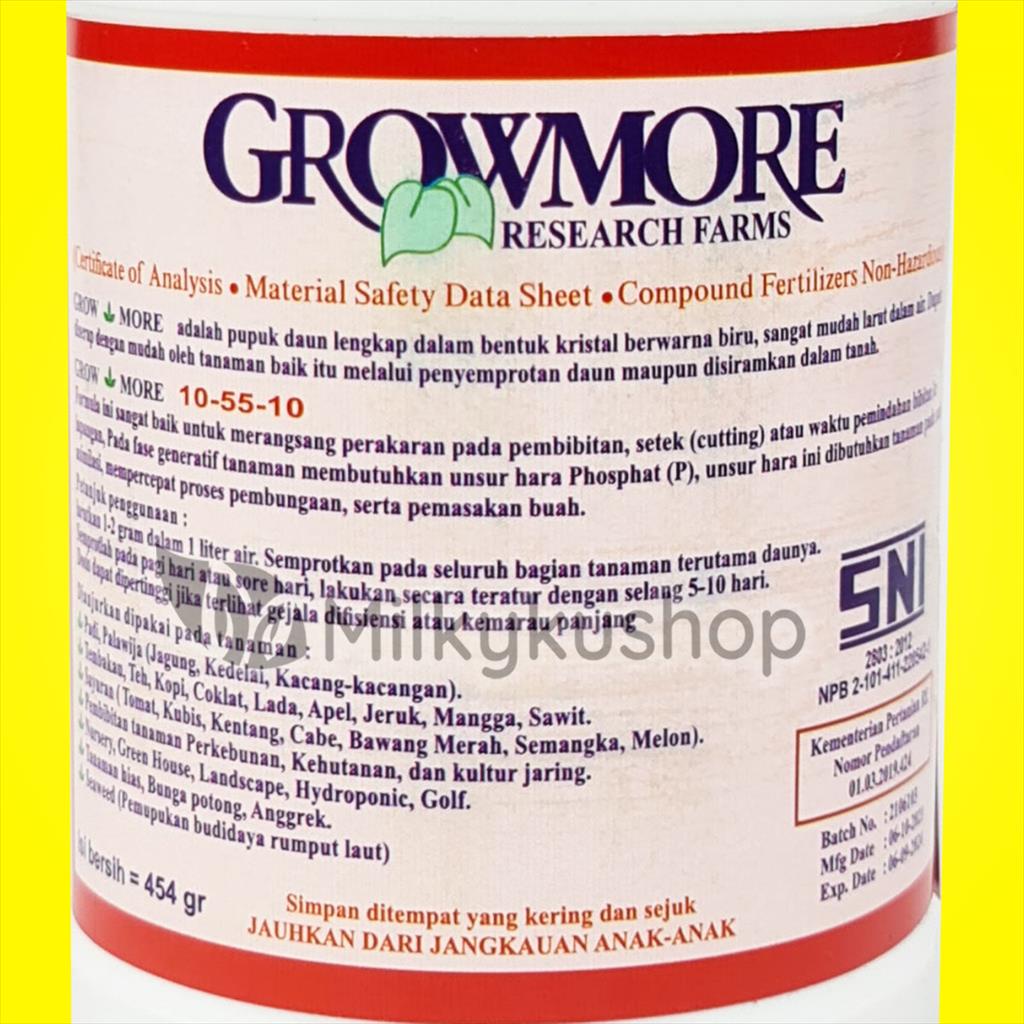 PUPUK GROWMORE 10-55-10 NPK AKAR BUNGA BUAH 454 GRAM KEMASAN BOTOL