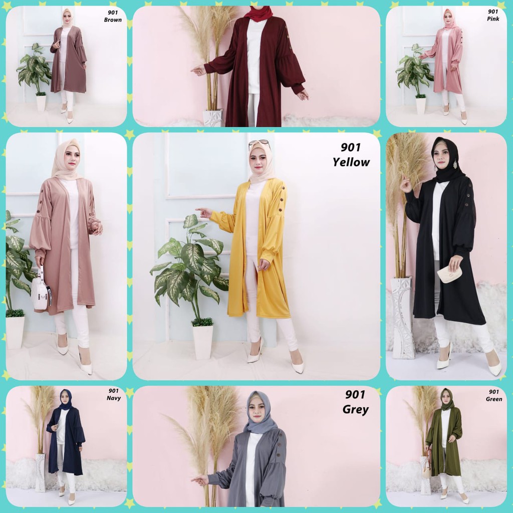 Long Cardigan Outer Panjang Wanita 901 Luaran Panjang Wanita Long Cardi Oversize