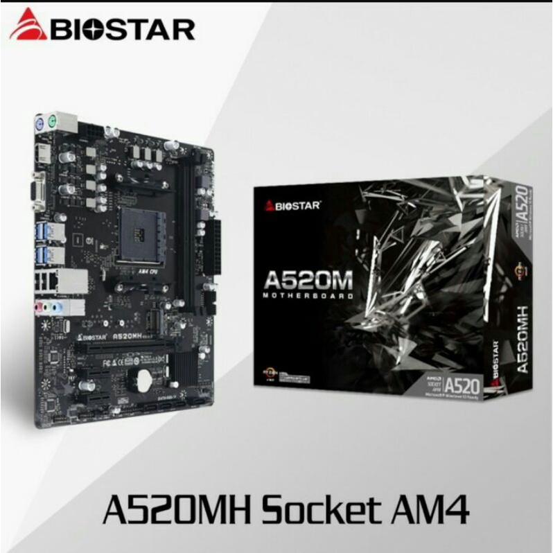 MOTHERBOARD BIOSTAR AMD A520MH AM4 DDR4