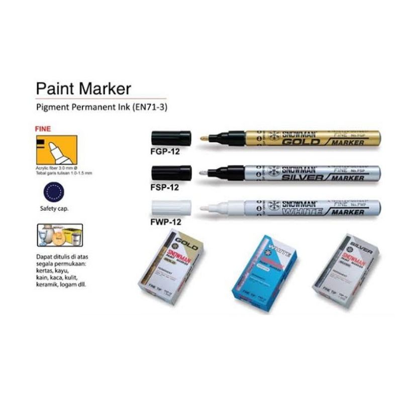 

[FWP/FSP/FGP] Snowman Spidol Silver Perak Gold Emas White Putih | Fine Marker