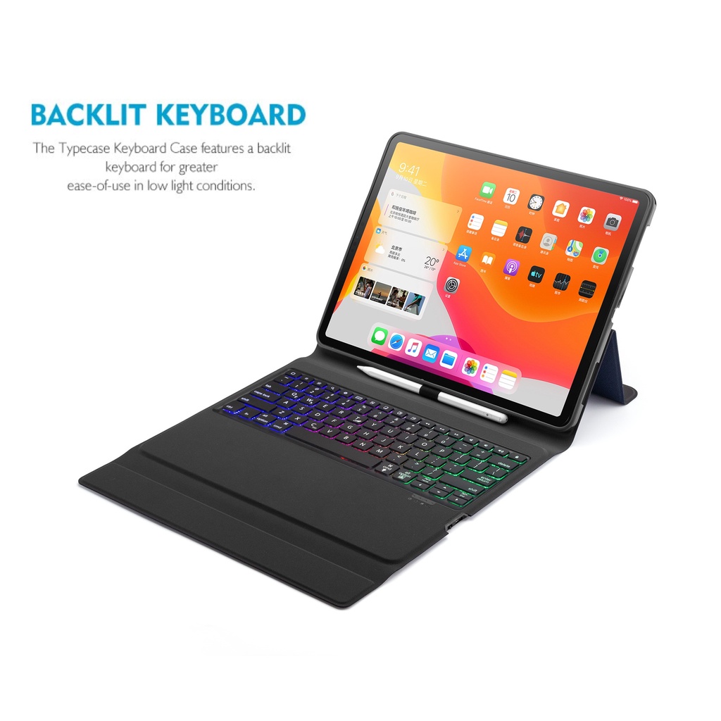 Case iPad Pro 12.9 inch M1 Gen 5th 6th 2021 2022 Tripledi Casing Keyboard Backlit Bluetooth LED Flip Folio