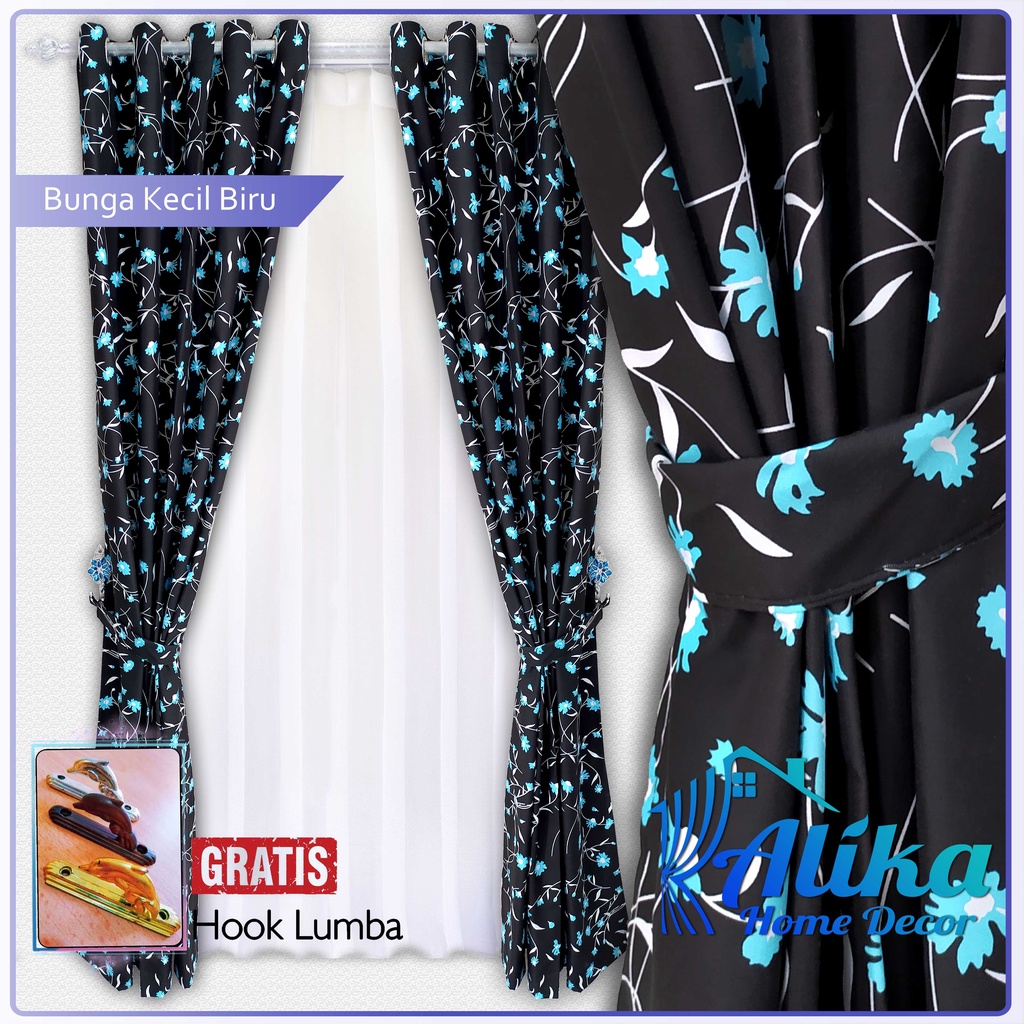 Gorden Jendela Katun Motiv Kotak Hordeng Pintu Kamar Smokring Tinggi 2 meter Tirai Ruang Tamu Sultan