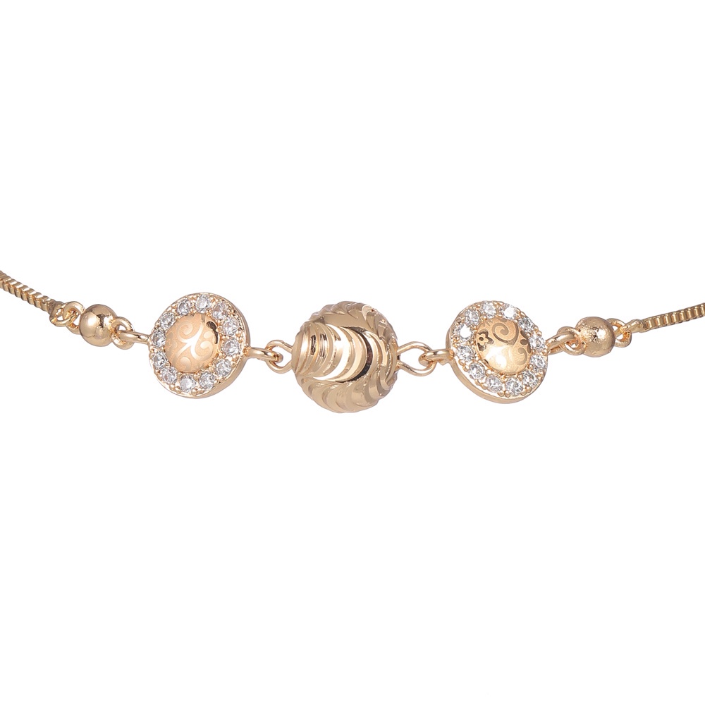 COD gelang wanita titanium anti karat serut cantik permata tidak alergi aksesoris fashion perhiasan emas D402