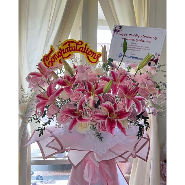 standing flower congratulations bouquet rose lily