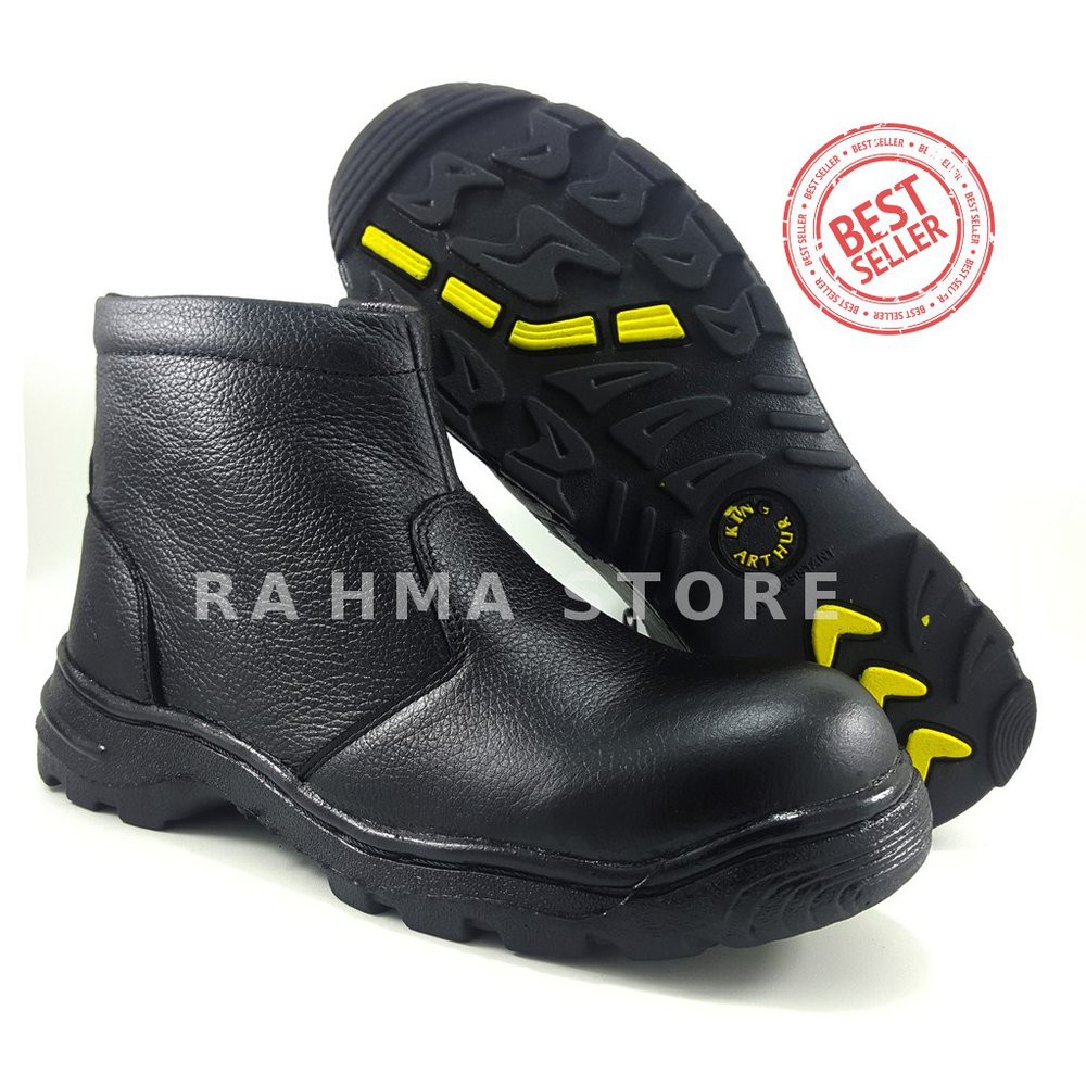 Sepatu Safety Boots Resleting Proyek Asli Kulit Pria - Sepatu Safety Shoes - King Arthur - Sepatu Sa