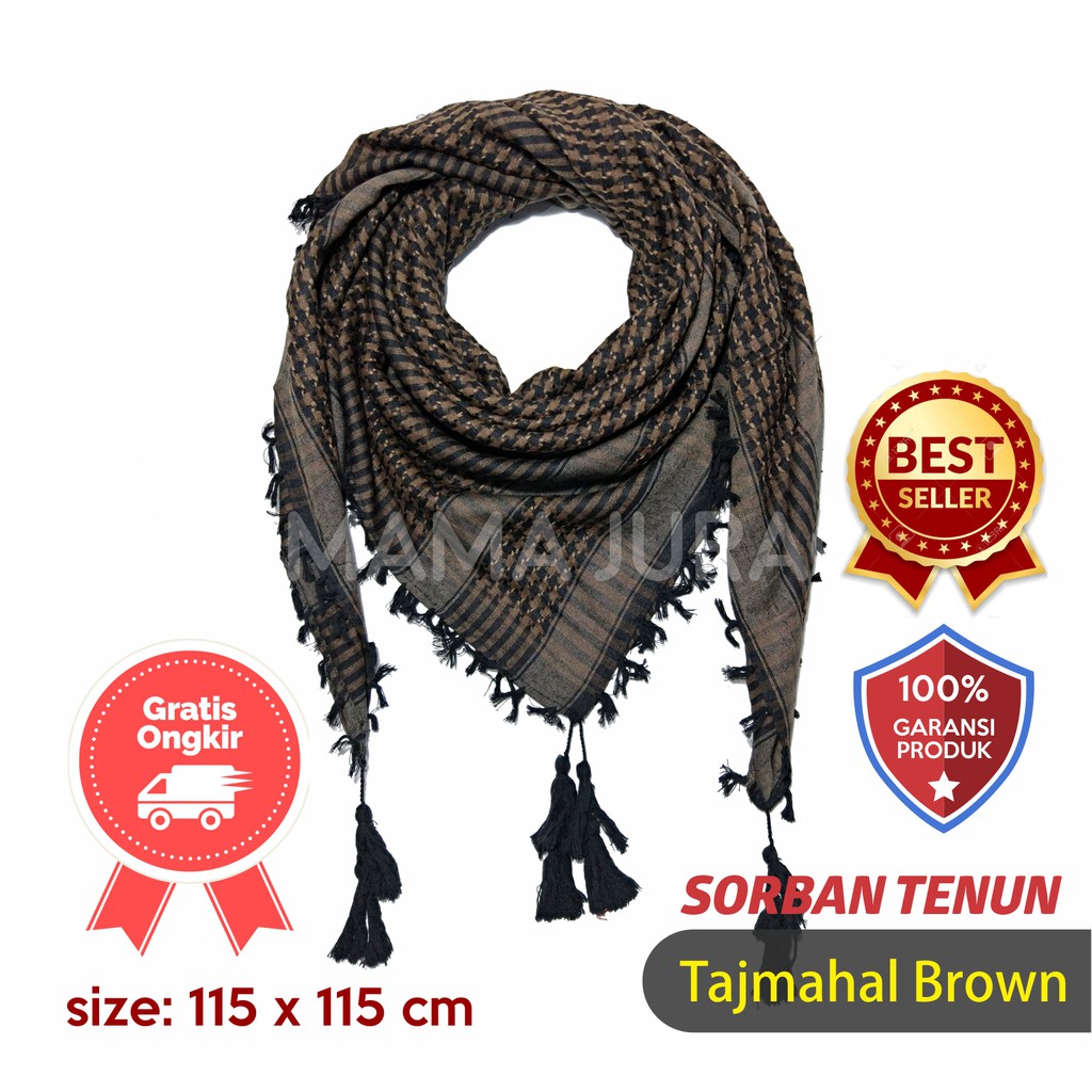 Sorban Shemagh Tajmahal Tactical Slayer Coklat Hitam/Sorban tenun/sorban murah/oleh-oleh haji umroh