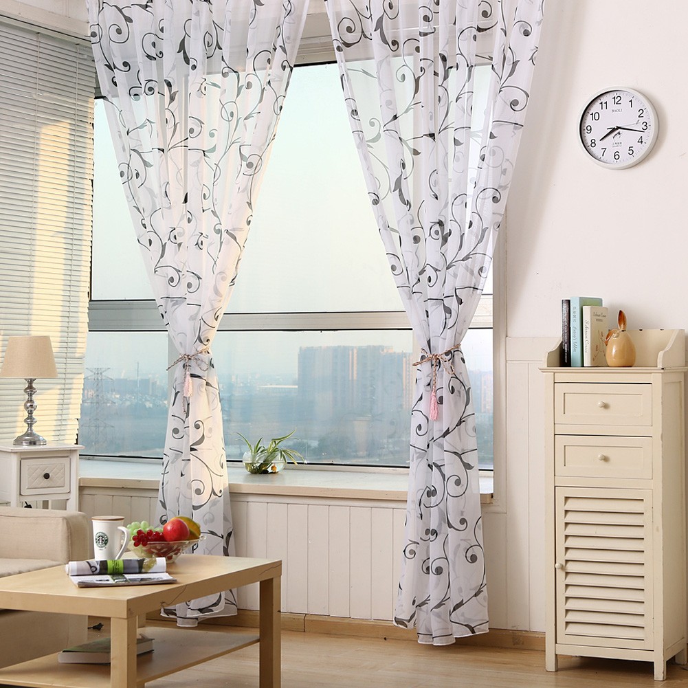 Bayar Di Tempat Tirai Tulle Voile Motif Bunga bunga warna   Bayar Di Tempat Tirai Tulle Voile Motif Bunga bunga warna