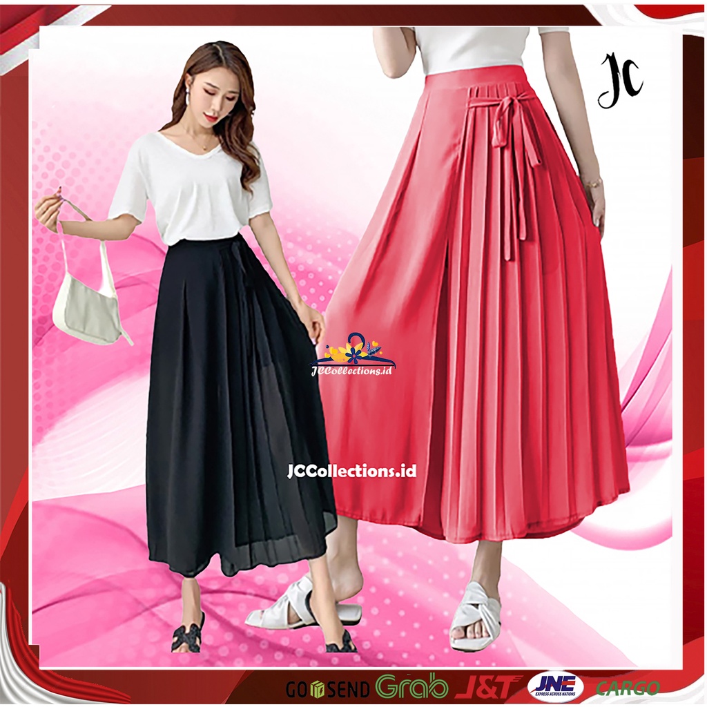 Celana Panjang Wanita Korea Style Kombinasi Sifon Celana Wanita Dewasa Sunnhae - JCCollections