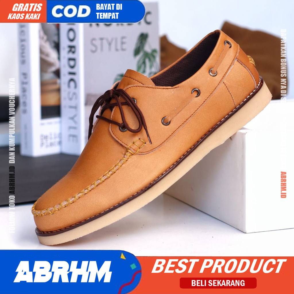 ABRHM X DIVAS Sepatu Kasual Pria Sepatu Kerja Kantor Semi Formal Kuliah Sepatu Pria Casual kulit asli Cowok / Cowo Keren Oxford Original Murah Terlaris