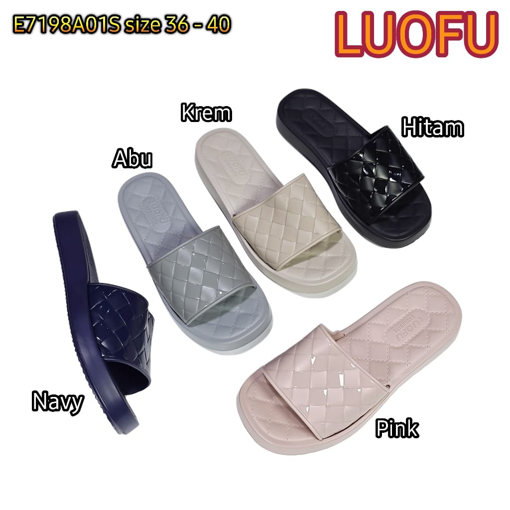 jelly sandal wanita slop luofu karet import sendal cewek selop E7198A01S