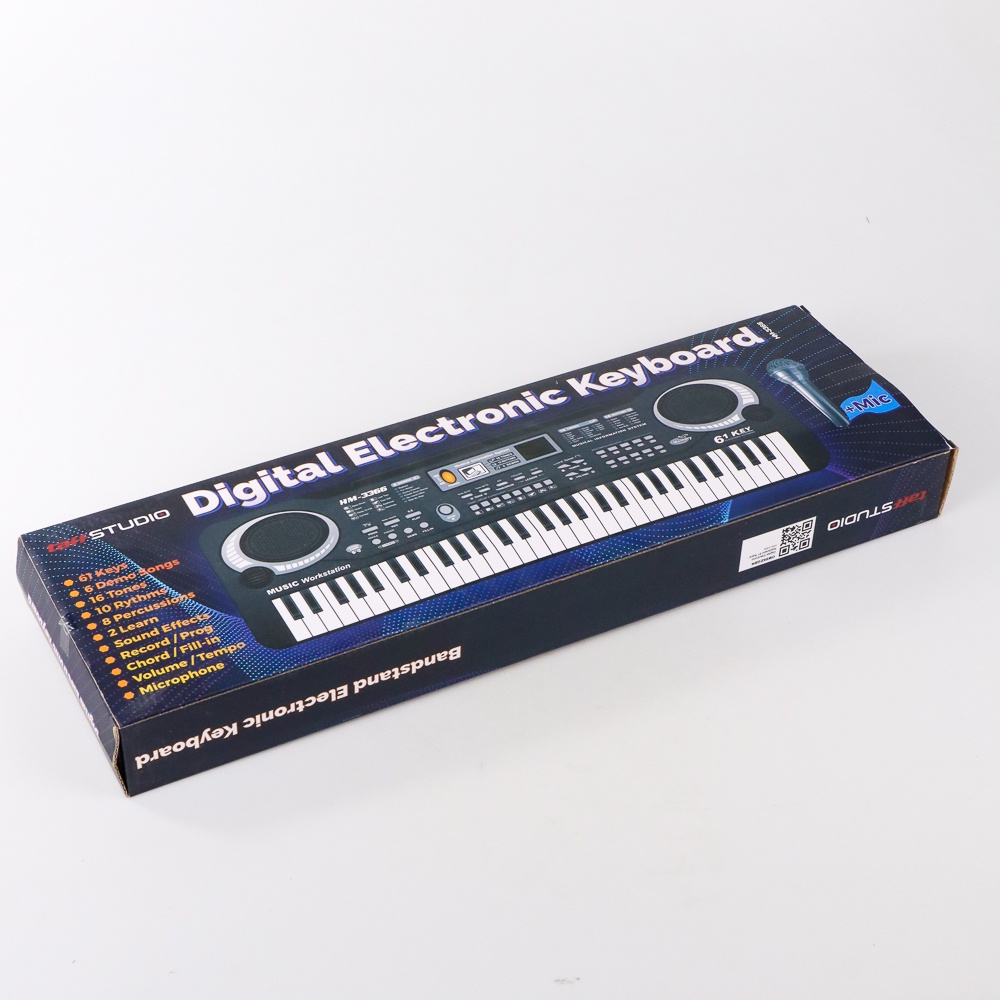 TaffSTUDIO Digital Electronic Keyboard 61 Keys - HM-3366 - Black OMSKEGBK