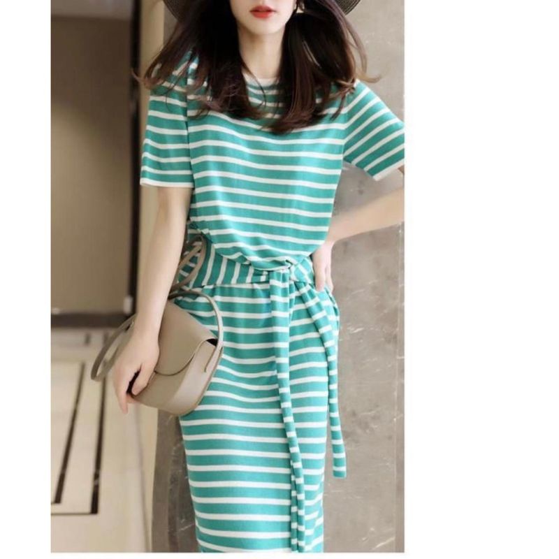 dress knit sripe korean import / dress kaos garis korea  bangkok impor dres korea dress kaos big ize