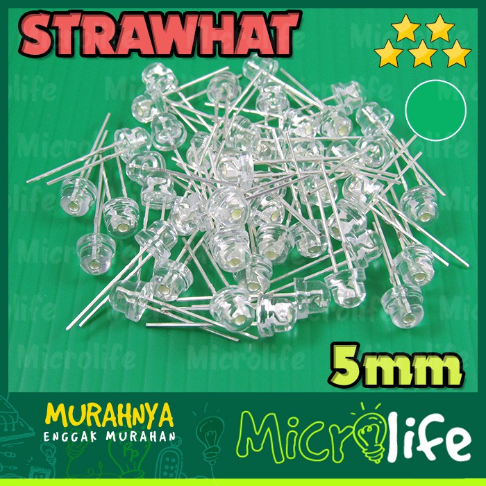 LED STRAWHAT 5mm HIJAU EMERAL STRAW HAT EMERALD GREEN