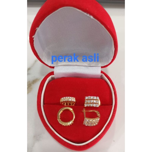 Anting Jepit mata2 Variasi, Perak 925, Sepuh Emas Rosegold