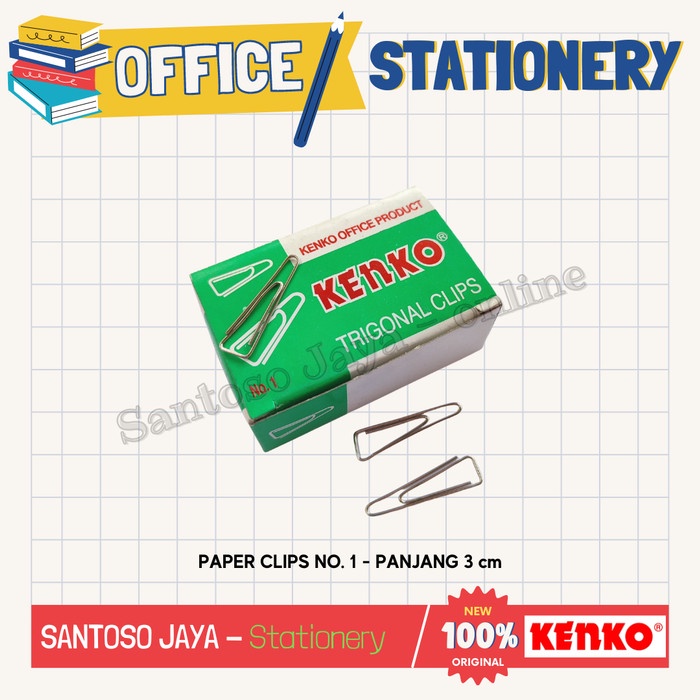 

Paper Clips KENKO No.1 Trigonal Clips - Klip Kertas KENKO 3 cm