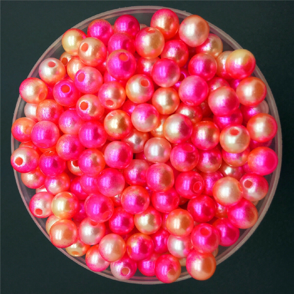 200Pcs DIY 4mm 6mm 8mm Colourful ABS Acrylic Round Pearl Spacer Loose Beads Jewelry Making