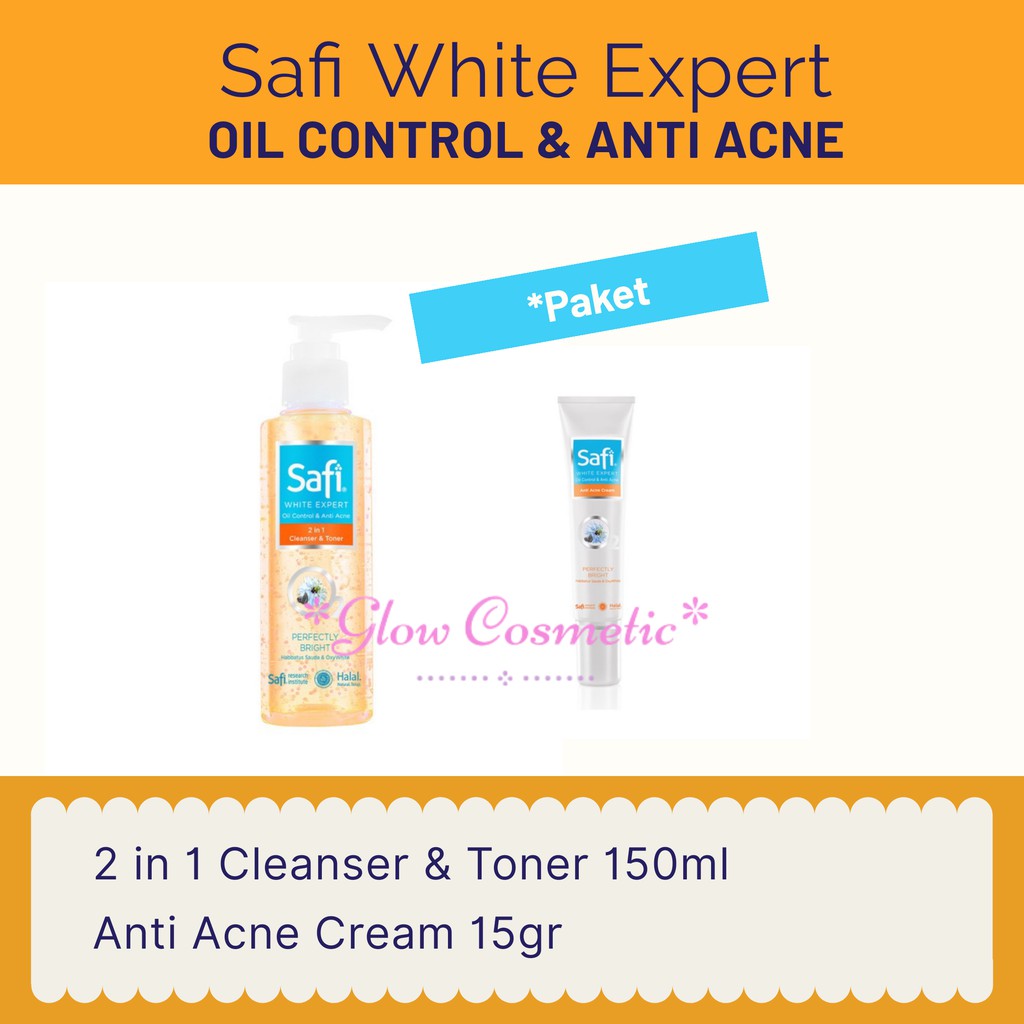 Safi Paket Anti Acne Series | Safi White Expert 2 in 1 Cleanser&Toner + Anti Acne Cream