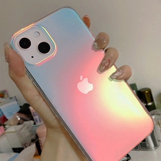 Casing Gradasi iPhone 14 Pro Max 13 Pro Max1211 Pro X XS XR Max7 8 Plus Plating Transparan Hard Shell Kedip Moire Phone Back Cover