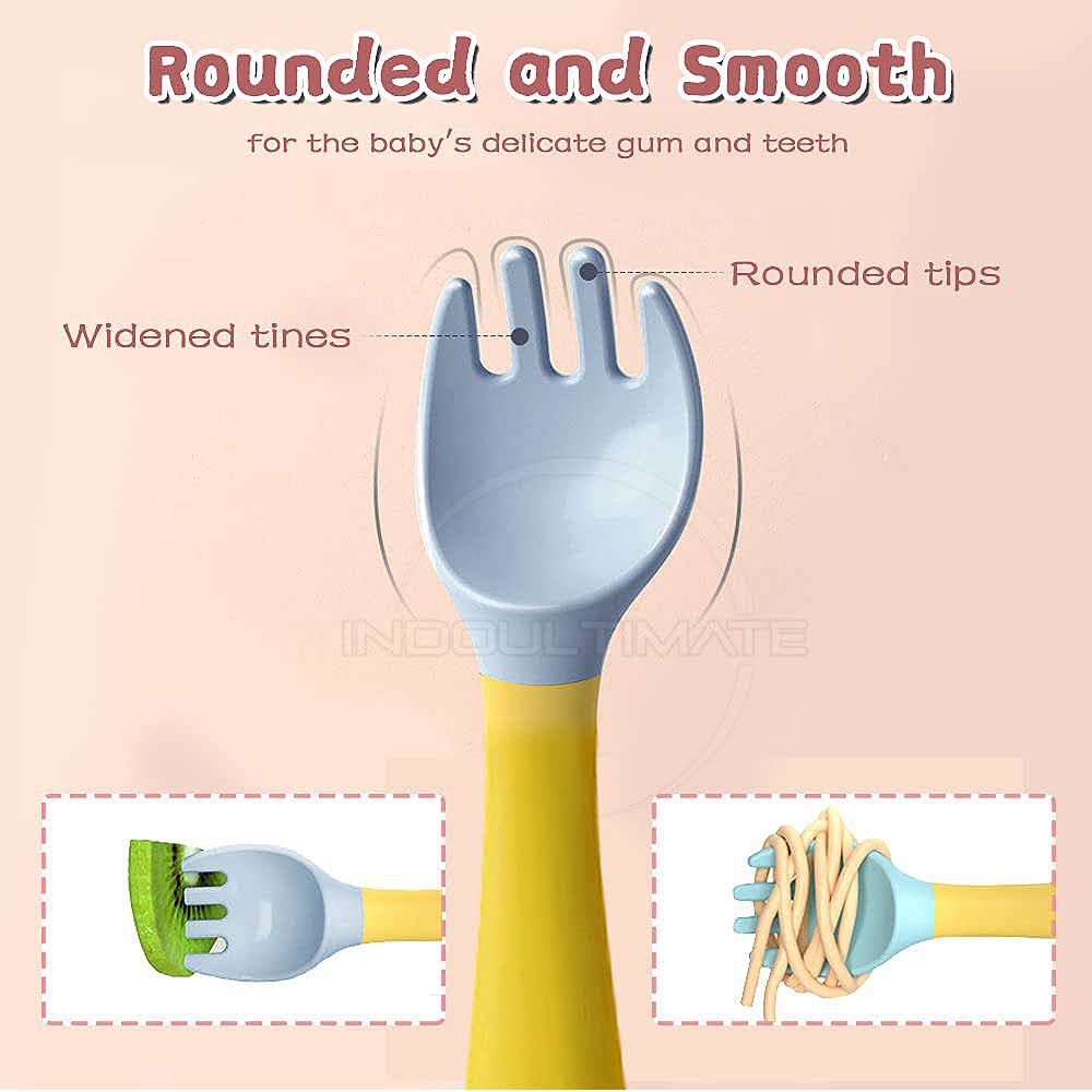 2in1 Sendok + Garpu Makan Anak Bayi Sendok Makan Elastis Sendok Silicone Sendok Garpu Silikon SDB-04