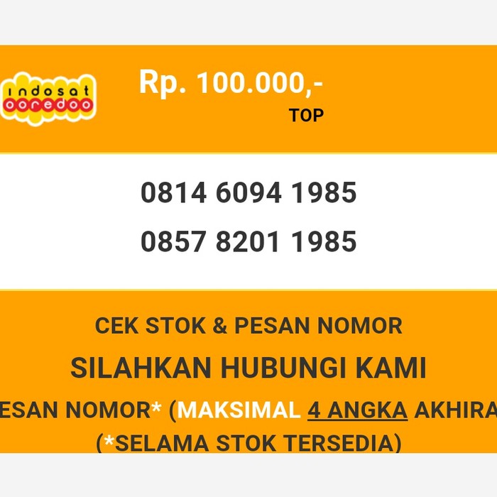 Nomor cantik indosat murah tahun lahir 1985 im3 dan mentari T3888-100