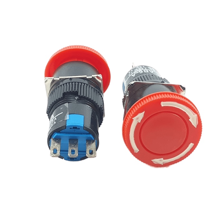 Saklar Emergency Stop 16mm AB6-A Push Button Switch Tombol Jamur