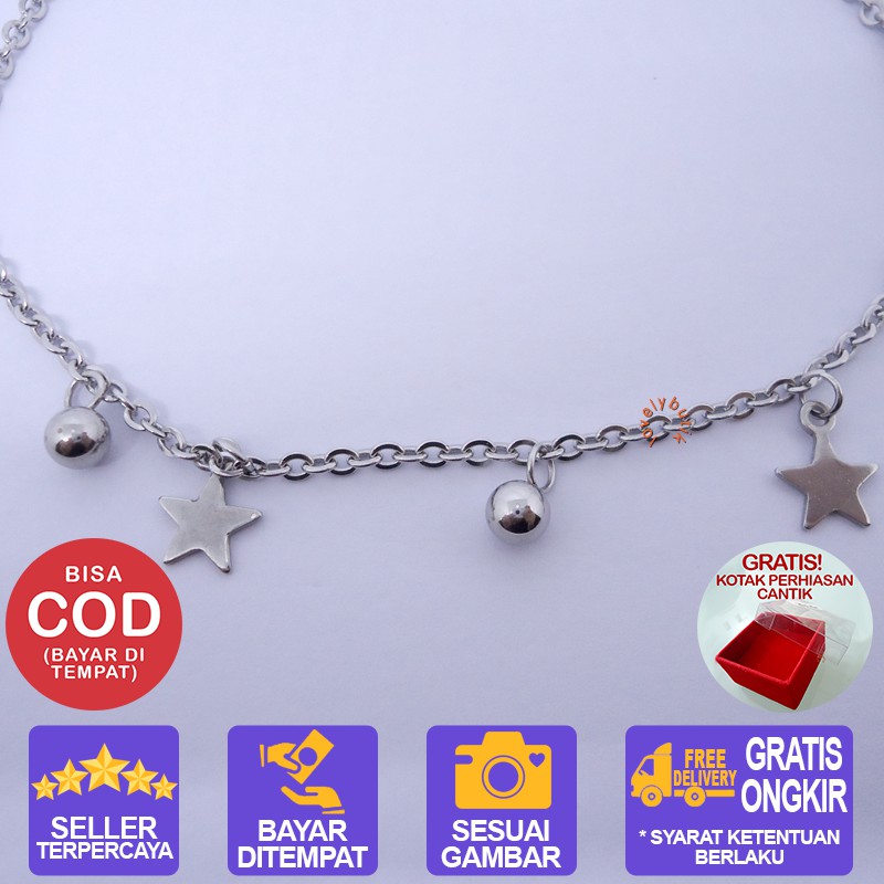 Lovelybutik Gelang Kaki Titanium Anti Karat Starry Gelang Kaki Wanita Bahan Titanium