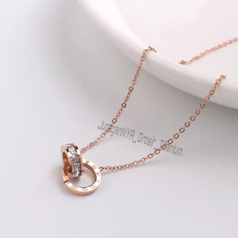 Kalung Titanium Elegant Full Mata Super Cantik Anti Karat Anti Luntur