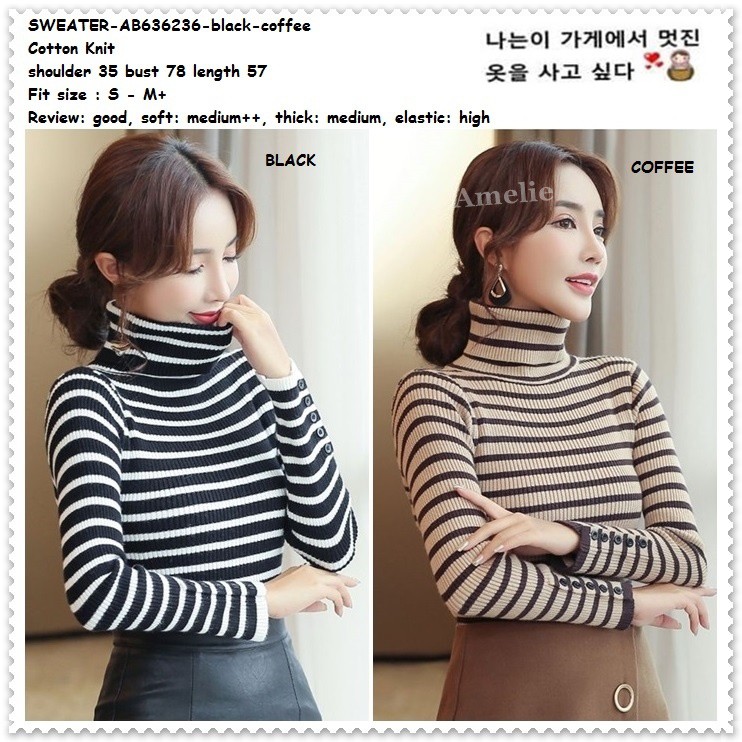 Baju Atasan Wanita Turtle Neck Sweater Rajut Korea Import AB636236