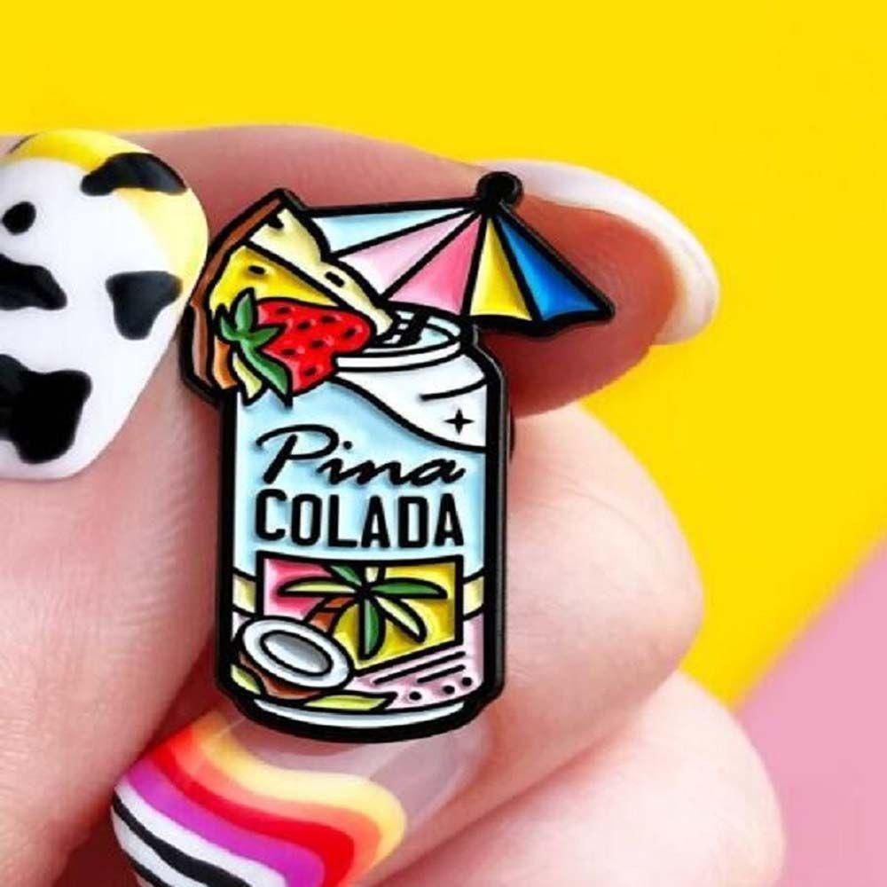 Mxbeauty Cocktail Bros Lucu Kerah Bros Aksesoris Perhiasan PINA COLADA Travel Commemorative Badge Pin Kerah Pin Enamel Pin