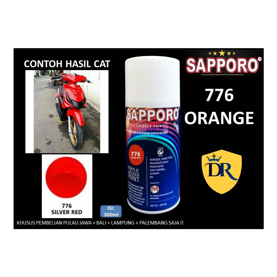 SAPPORO SPRAY PAINT 776 SILVER RED MERAH 300ML / Pylox / Pilox