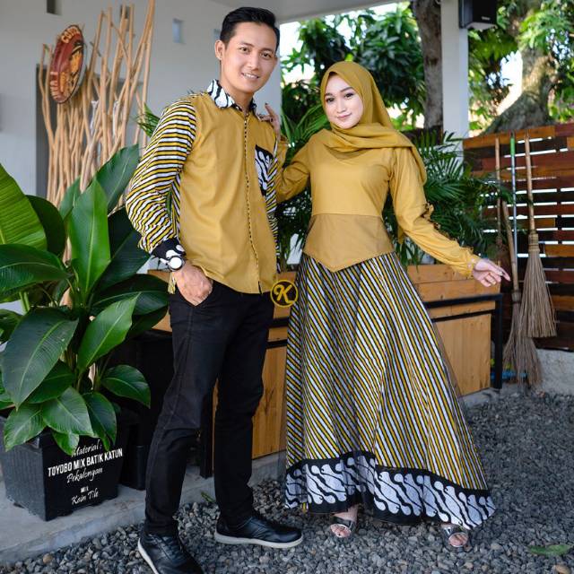 Batik Couple Gamis Kombinasi