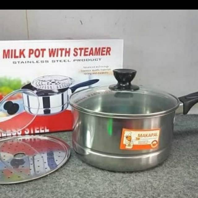 Panci steamer stainles serbaguna/milk pot with steamer pot