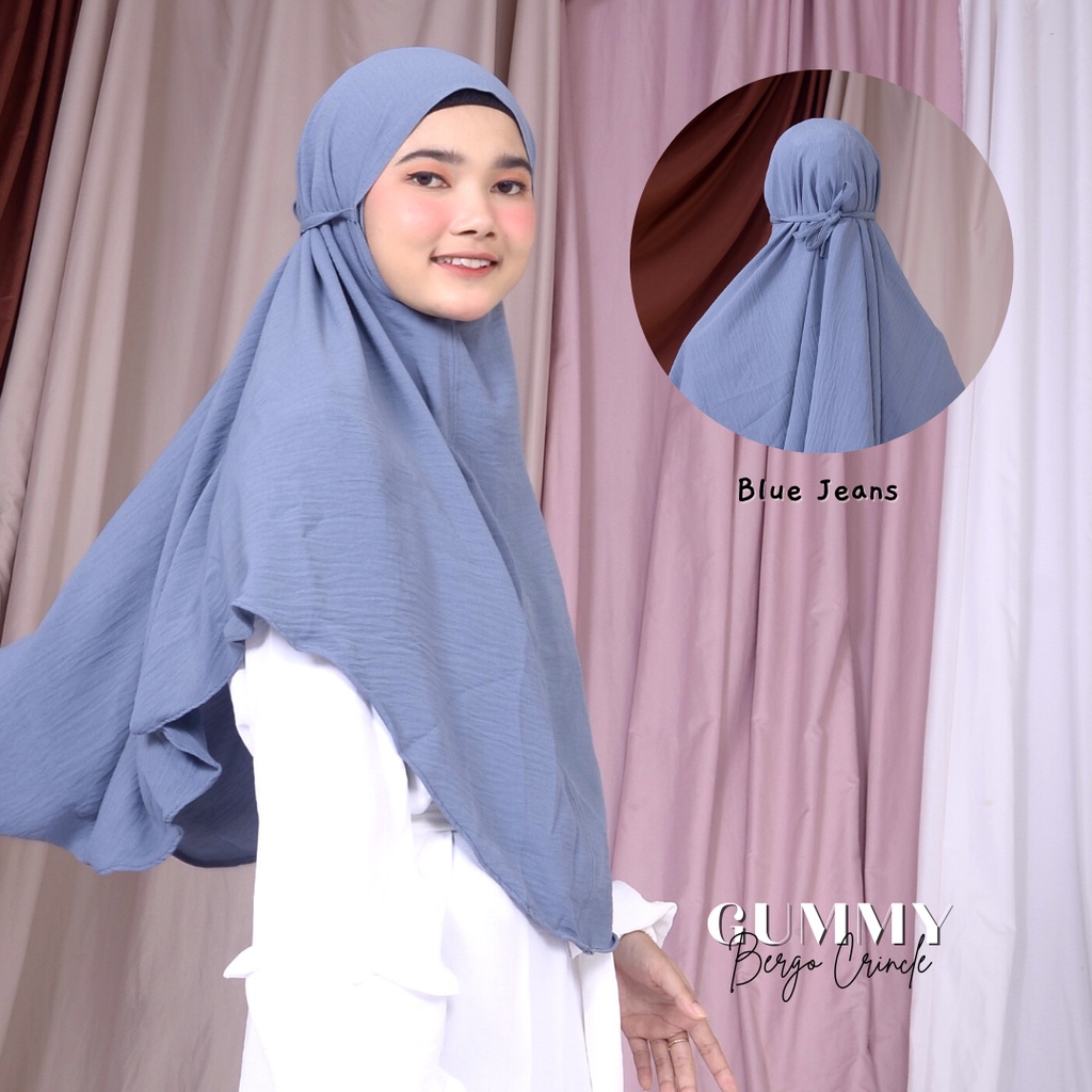 Bergo Crincle/ Gummy Bergo Instan Crincle-Blue jeans