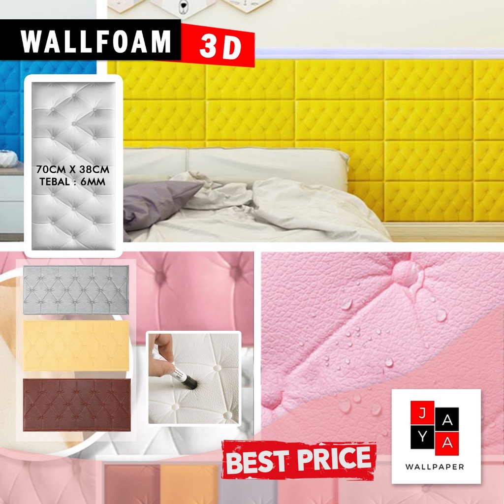 PROMO BELI 25 FREE 1 PCS !! WALLPAPER 3D FOAM HEADBOARD STICKER DINDING BUSA TEBAL BED WALL STICKER FOAM-2