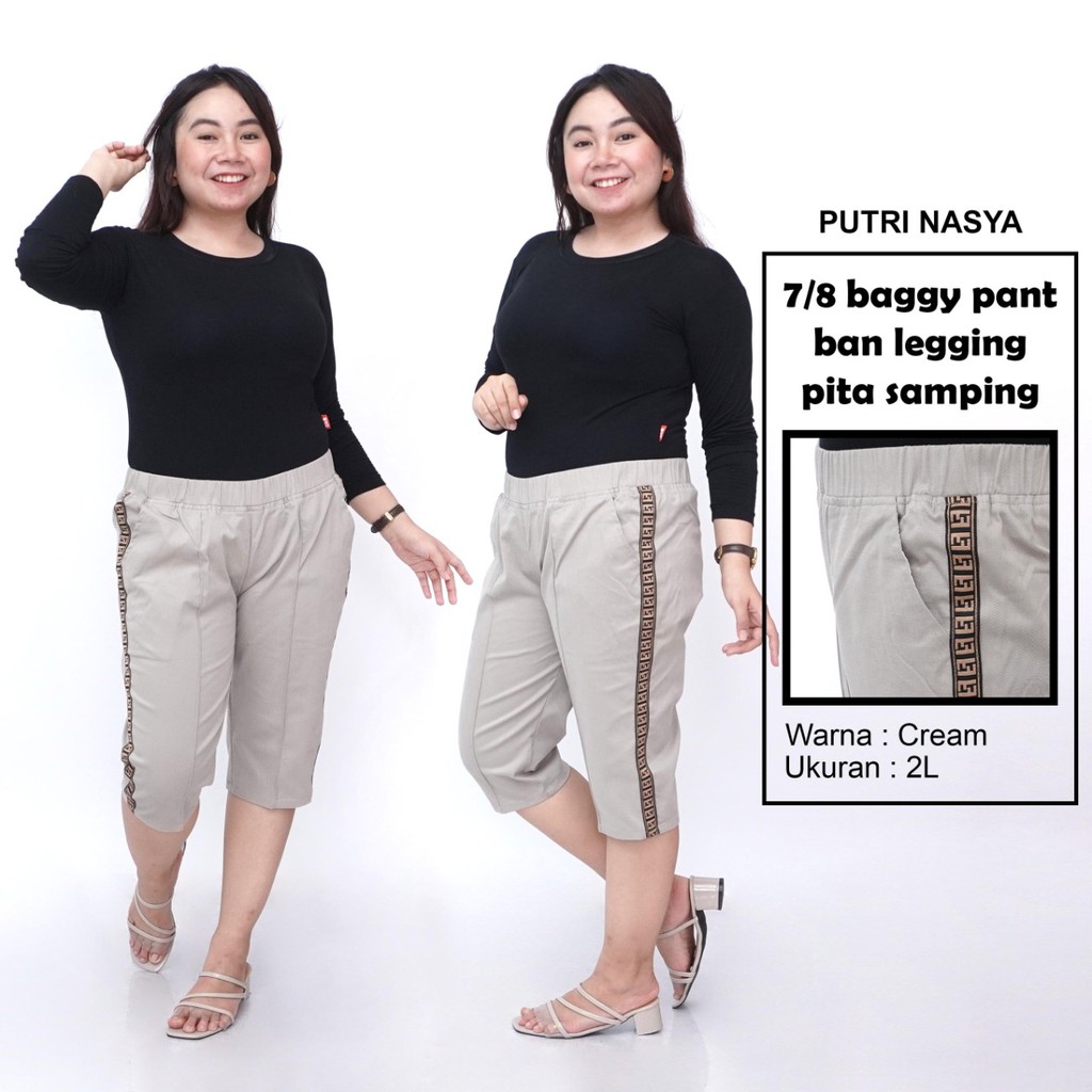 Celana 7/8 big size L PS / baggy pant jumbo / celana pendek big size 8L-6L-5L-4L-2L-XL-S fit to L