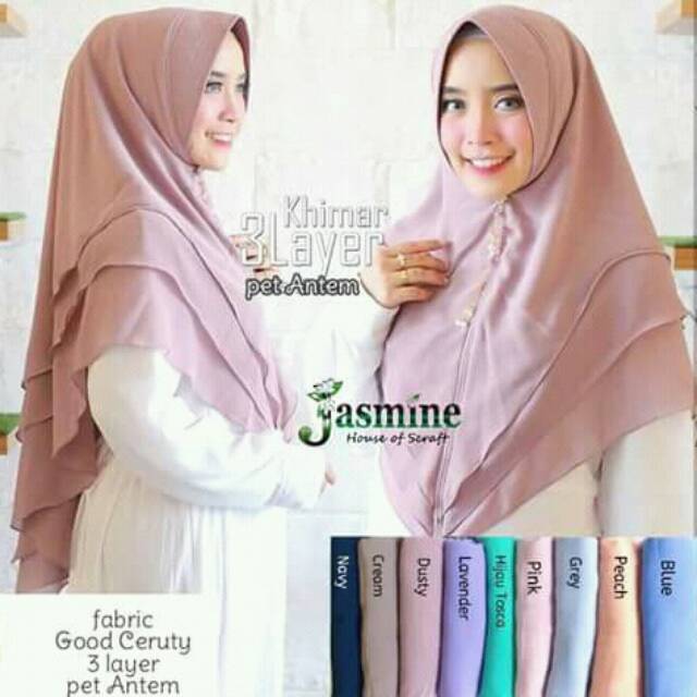 Khimar 3 layer/jasmine/jilbab instan