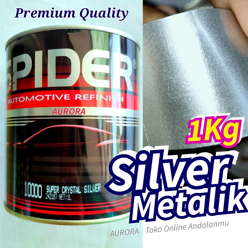 Cat Silver Metalik 1Kilo SPIDER Super Crystal Silfer Metallic 1Liter Cet Mobil dan Motor Kualitas Pr