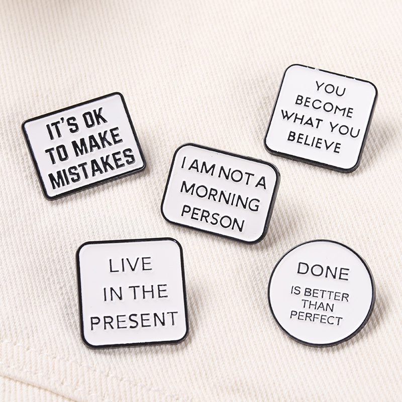 Bros Pin Enamel Desain Quotes Motivasional Copywriting Untuk Hadiah Teman