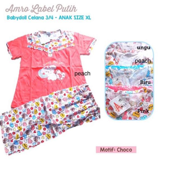 ASLI  Babydoll anak Amro Celana 3/4 pendek XL piyama anak baby doll baju tidur Anne Claire Forever