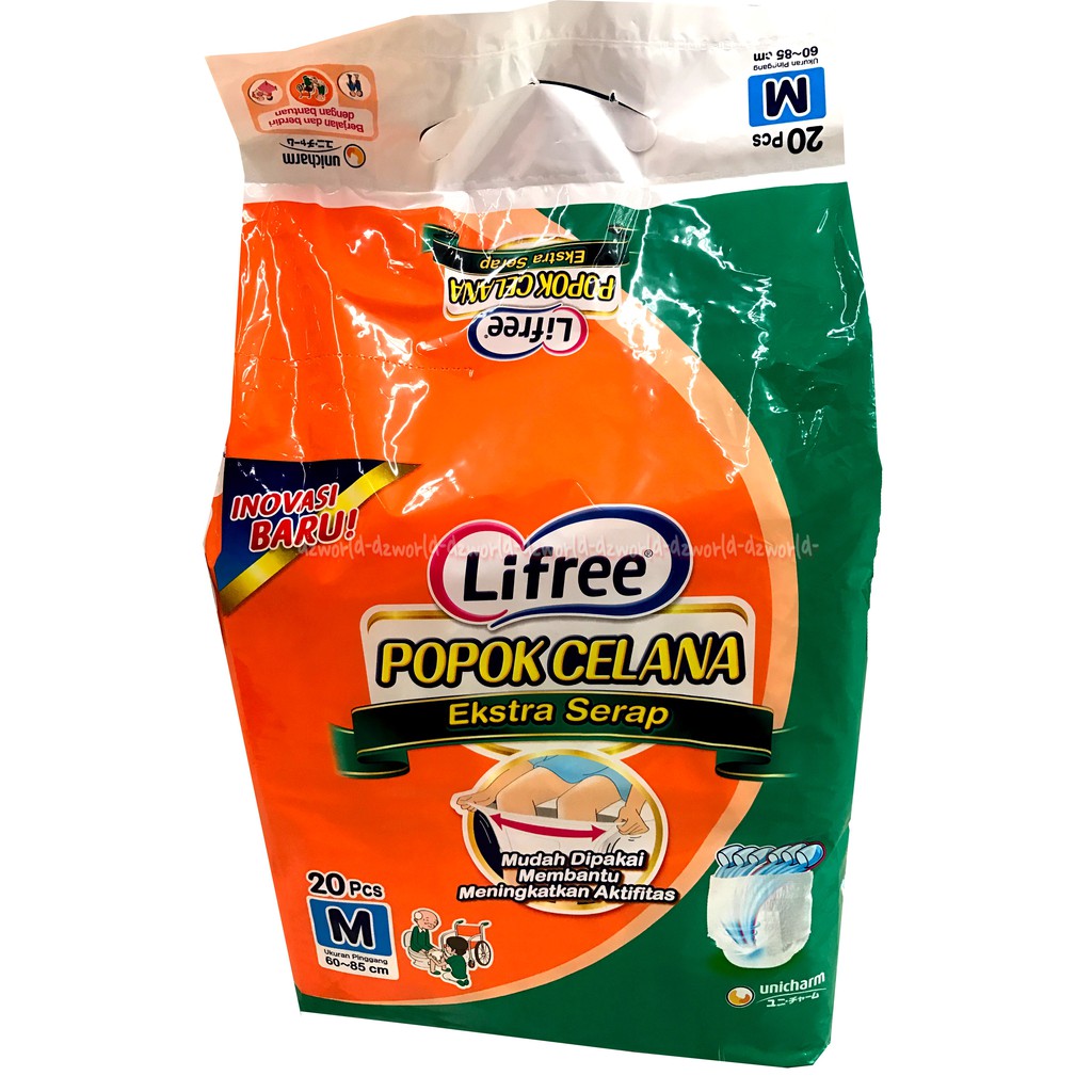 Lifree Popok Celana M 20 Extra Serap Diapers Dewasa Life Free Liffree Hijau M20