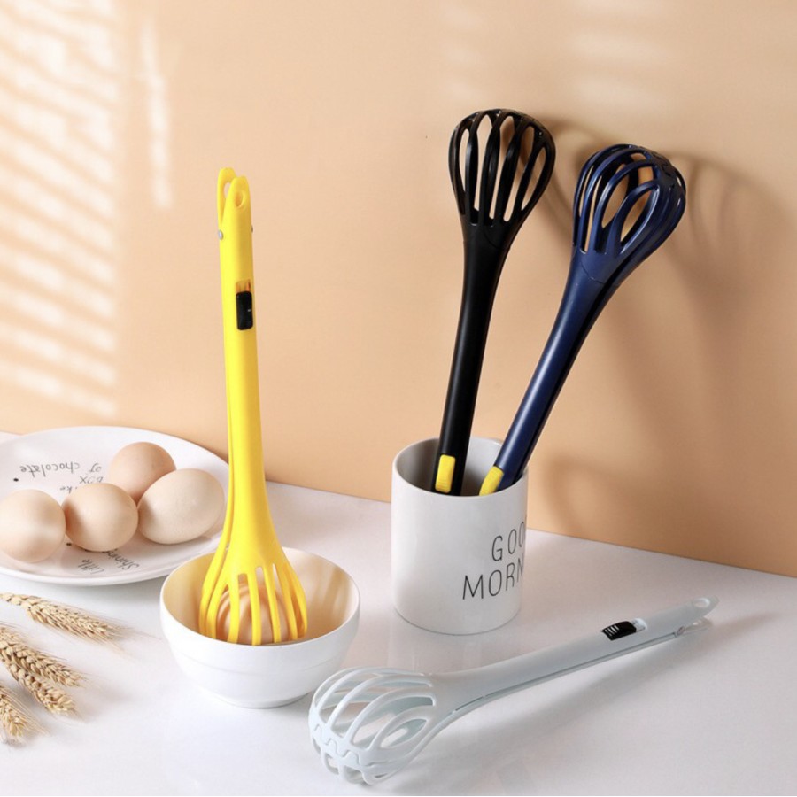 【GOGOMART】Pengocok Telur Pencapit Makanan / Whisk Egg Beater 2in1 - PJ03