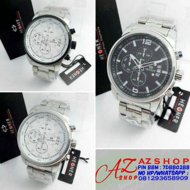 Jam Tangan Pria Hegner HGR 5012 Chrono Silver Rantai Original Murah