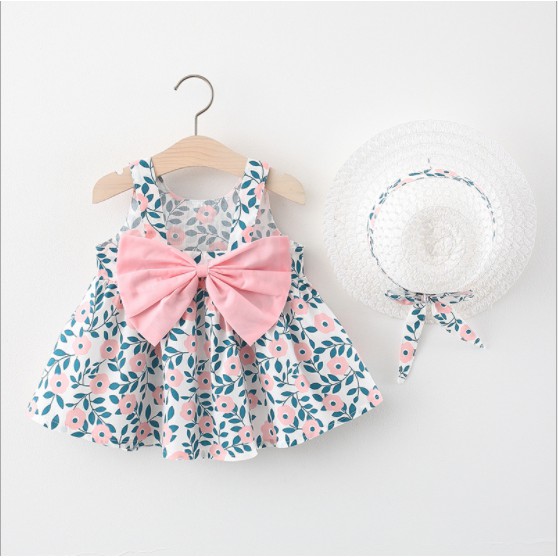 DRESS+TOPI ANAK [IMPOR] GAUN BAYI PESTA ANAK BAYI PEREMPUAN-2