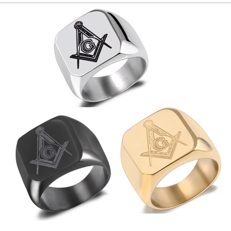 New Fashion Men Personality Masonic Ring Male Titanium Steel Ring Fashion Jewelry