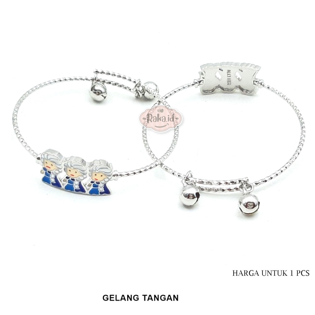 Gelang Tangan Bangle Anak 3 Elsa Frozen Kerincing Gold &amp; Silver Perhiasan Anak Menawan 857