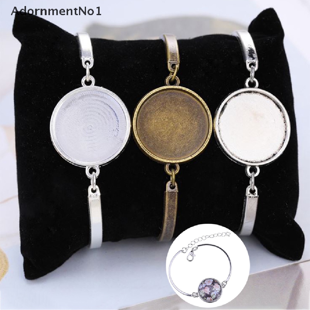 (AdornmentNo1) 4pcs / Set Base / Nampan Kosong Bentuk Bulat Gaya Retro Untuk Membuat Gelang / Perhiasan DIY