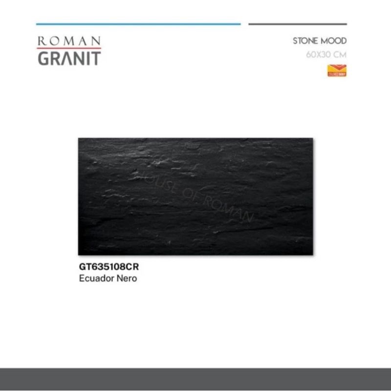 Roman Granit 30x60 dEcuador nero 60x30 / granit lantai hitam / granit teras hitam / granit dinding / keramik lantai / keramik dinding / keramik monokrom / keramik monochrome / lantai monochrome / lantai minimalis