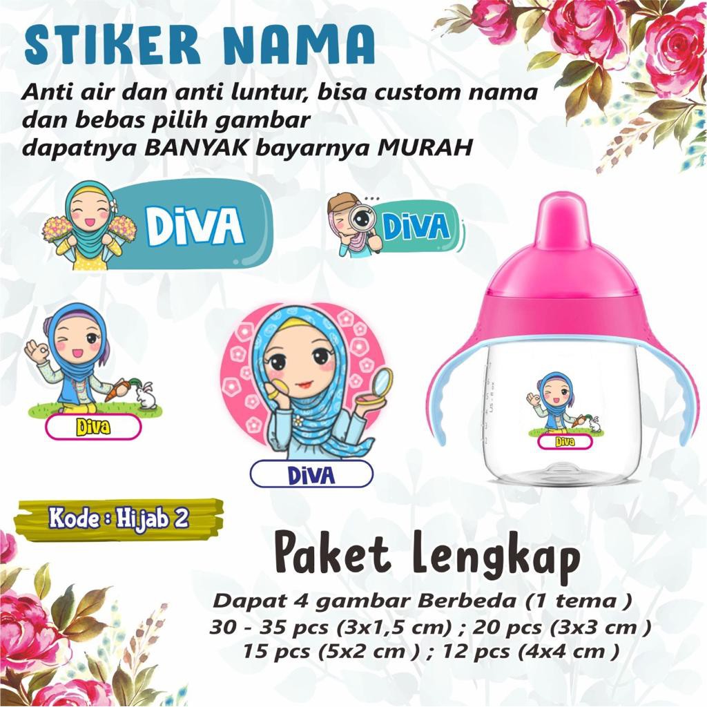 

STIKER LABEL LUCU CUSTOM NAMA / Frozen / Flamingo / Hello Kitty / Hijab2