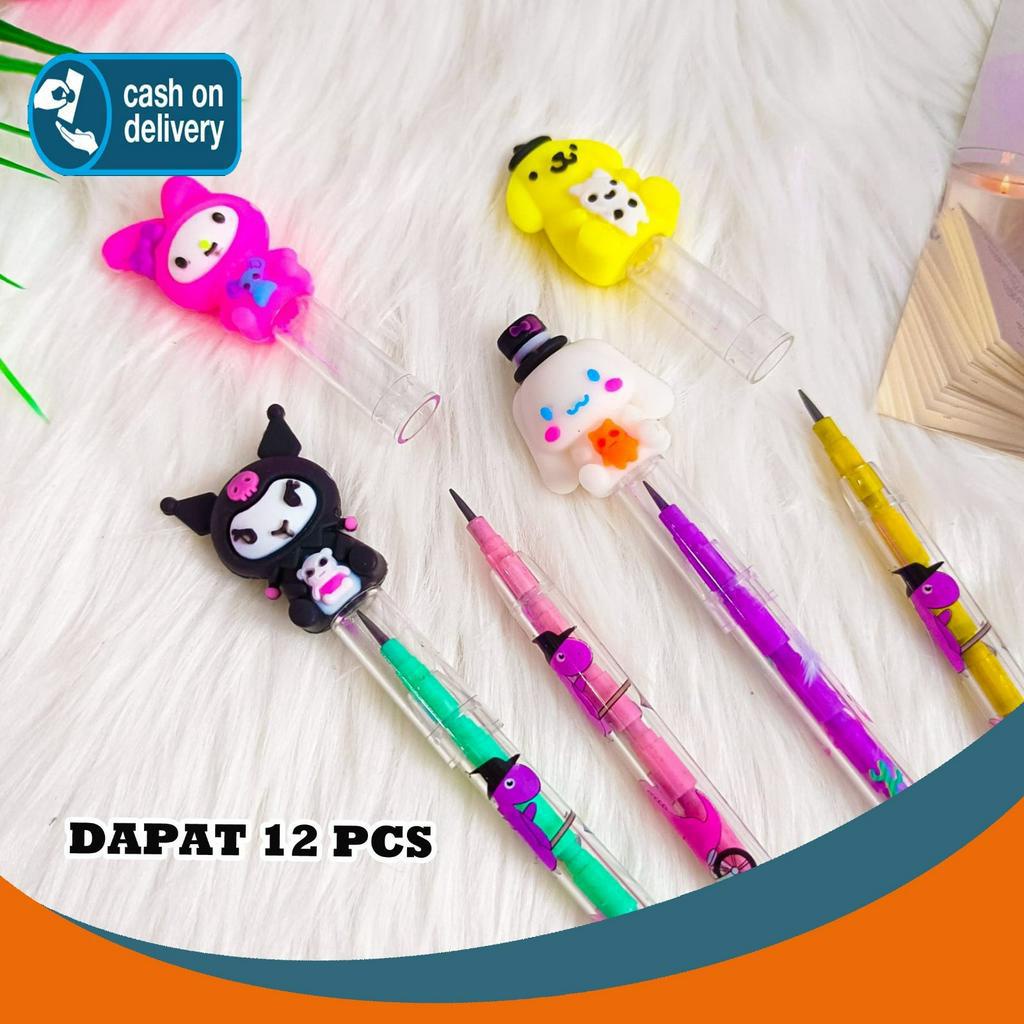 

SELUSIN PENSIL SANRIO UNIK ISI 12 PCS PENSIL SUSUN BENSIA PELURU PENCIL KARAKTER REFILL UNIK